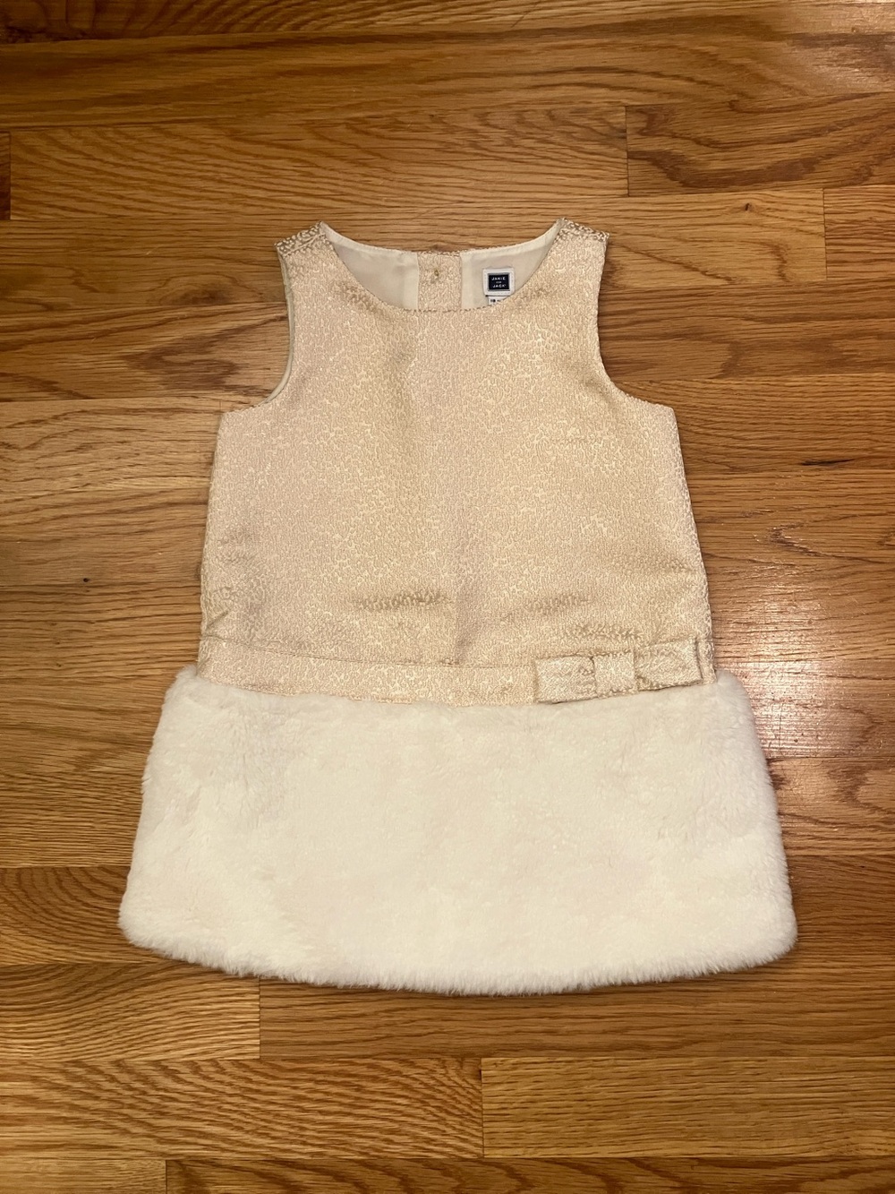 Janie and Jack Gold and Cream Sparkle Faux-Fur Holiday Dress